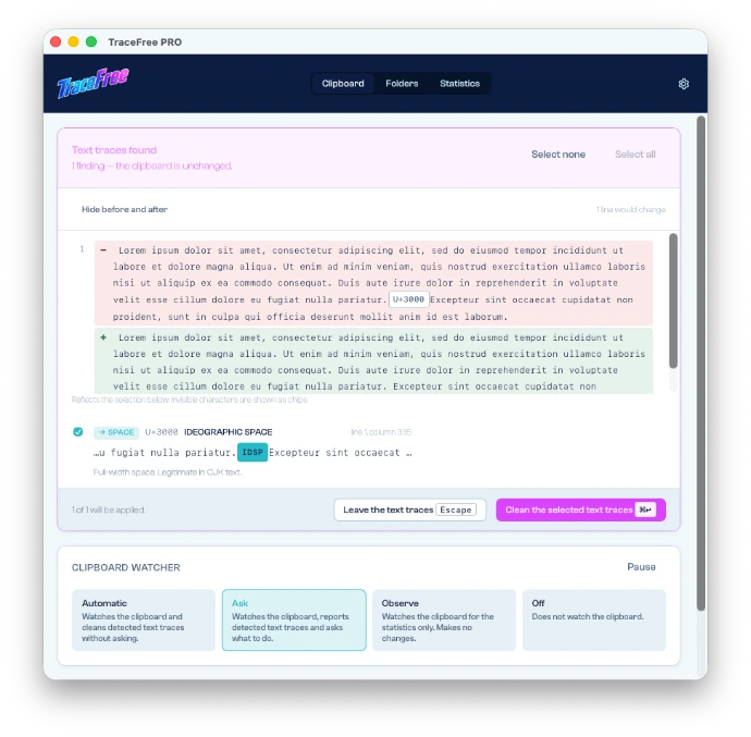 TraceFree PRO Screenshot